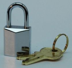 Padlock, heavy chrome plated 15 mm +2 keys